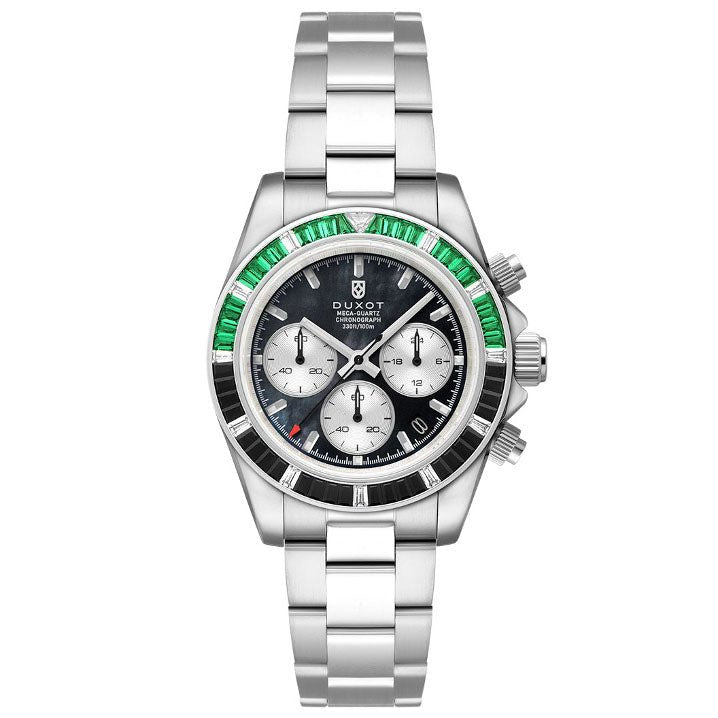 Duxot Accelero Rainbow Chronograph Pearl Green Emerald - Watches.com - DX - 2064 - 99