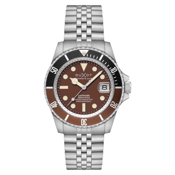 Duxot Atlantica Diver Automatic Chocolate Brown - Watches.com - DX - 2057 - 99