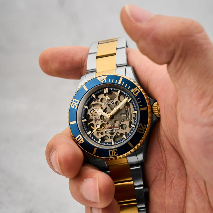 Duxot Atlantica Skeleton Automatic Marine Gold - Watches.com - DX - 2067 - 55