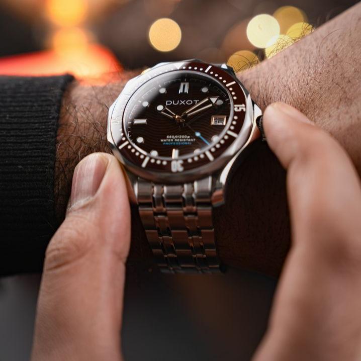 Duxot Henri Diver Automatic Deep Brown - Watches.com - DX - 2060 - 44