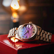 Duxot Serenata Rainbow Diver Automatic Rose Gold Purple Meteorite Limited Edition - Watches.com - DX - 2058 - BB