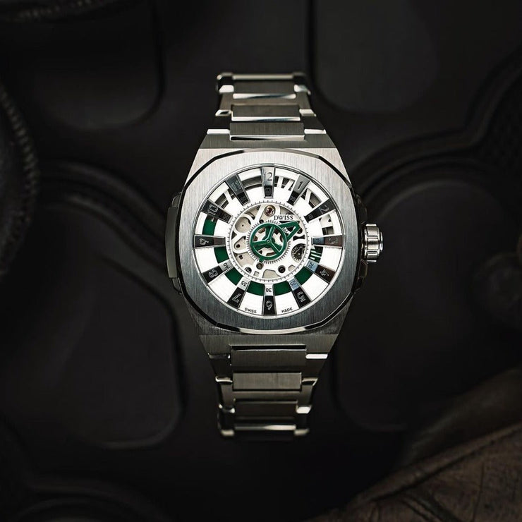 DWISS M3S Swiss Automatic Green SS Limited Edition - Watches.com - M3S - green - bracelet