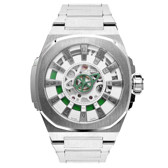 DWISS M3S Swiss Automatic Green SS Limited Edition - Watches.com - M3S - green - bracelet