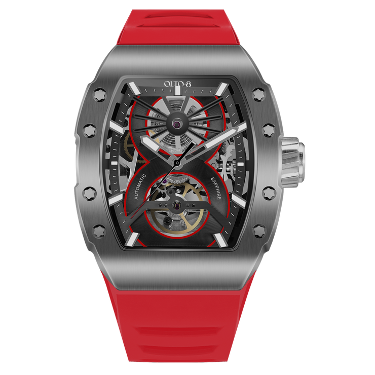 Olto-8 OLTO-8 SHOT Skeleton Automatic Watch Red