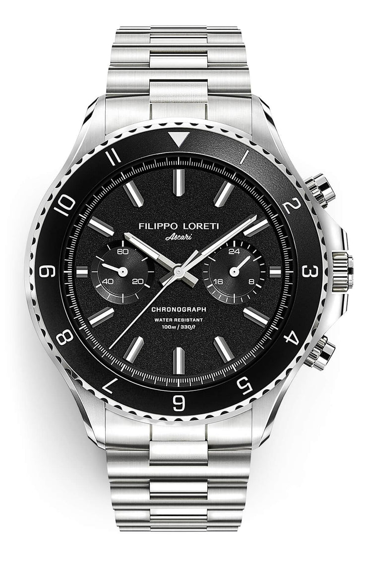 Filippo Loreti Ascari Black Steel Link - Watches.com - 00543