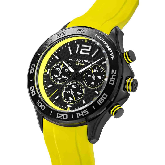 Filippo Loreti Ascari Corsa Sport Chronograph Black Yellow angled shot picture