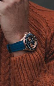 Filippo Loreti Ascari Indigo Rose Gold Rubber - Watches.com - 00556