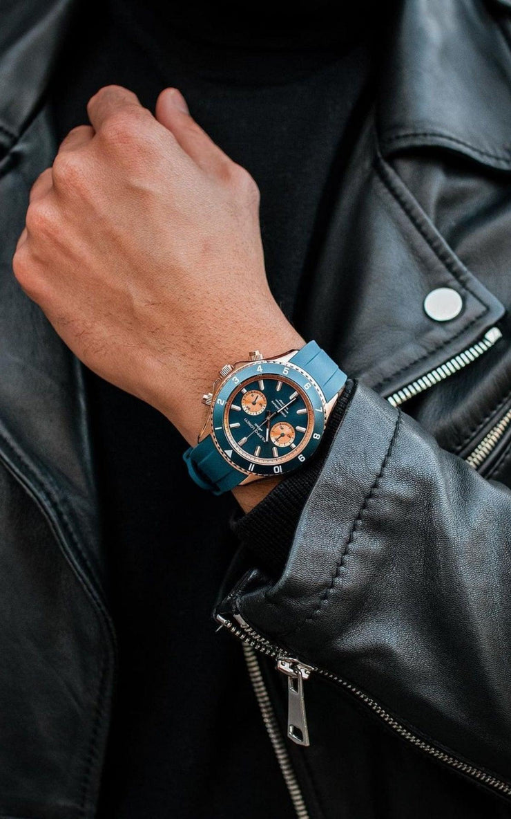 Filippo Loreti Ascari Indigo Rose Gold Rubber - Watches.com - 00556