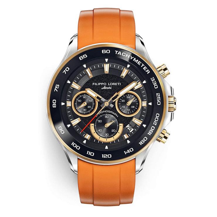 Filippo Loreti Ascari Monza Chrono Black Gold Tiger Rubber - Watches.com - 00828