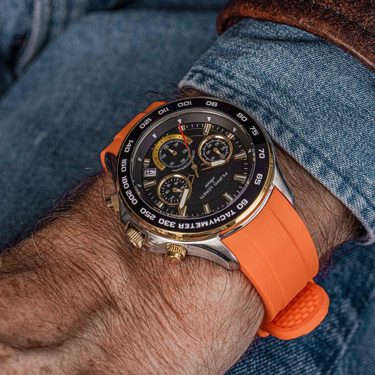 Filippo Loreti Ascari Monza Chrono Black Gold Tiger Rubber - Watches.com - 00828