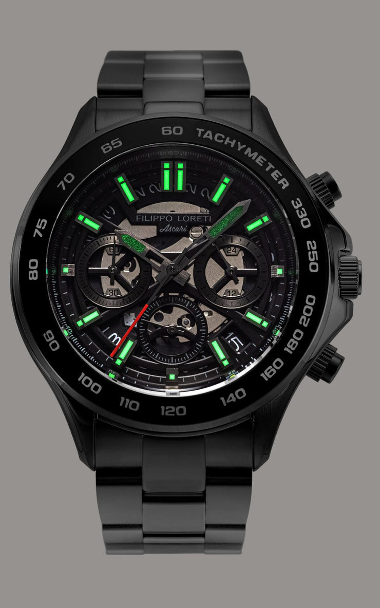 Filippo Loreti Ascari Monza Skeleton All Black - Watches.com - 01068