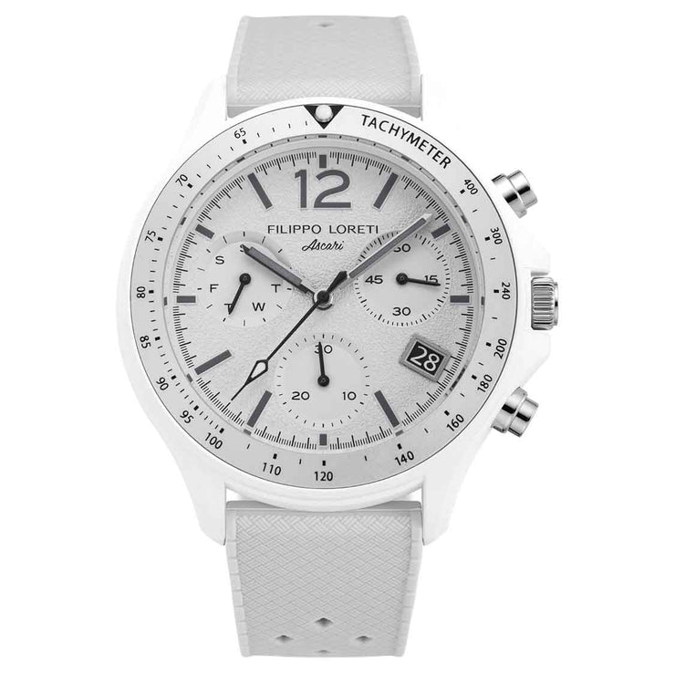 Filippo Loreti Ascari Scuderia Bianco Sporco Chronograph White - Watches.com - 01103