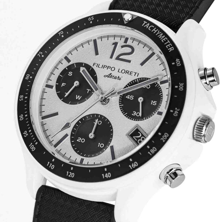 Filippo Loreti Ascari Scuderia Bianconero Chronograph White - Watches.com - 01105