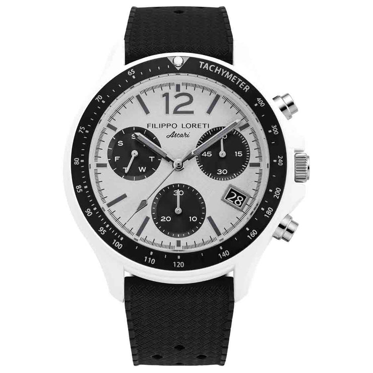 Filippo Loreti Ascari Scuderia Bianconero Chronograph White - Watches.com - 01105