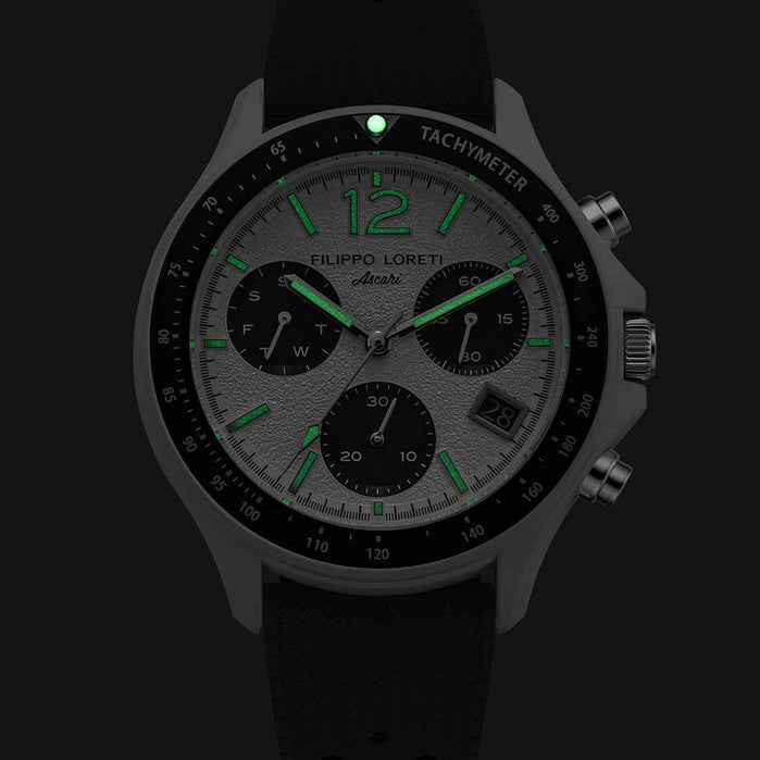 Filippo Loreti Ascari Scuderia Bianconero Chronograph White angled shot picture