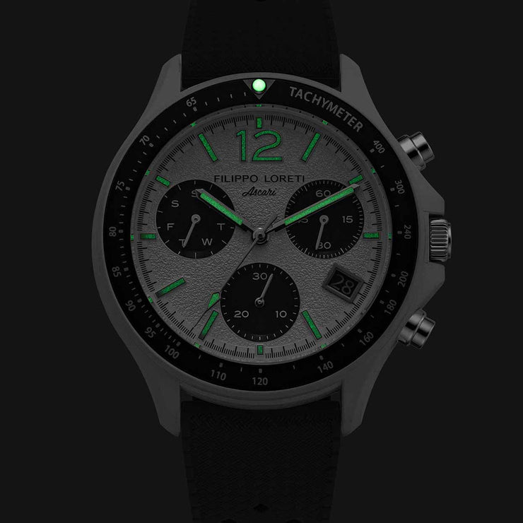 Filippo Loreti Ascari Scuderia Bianconero Chronograph White - Watches.com - 01105