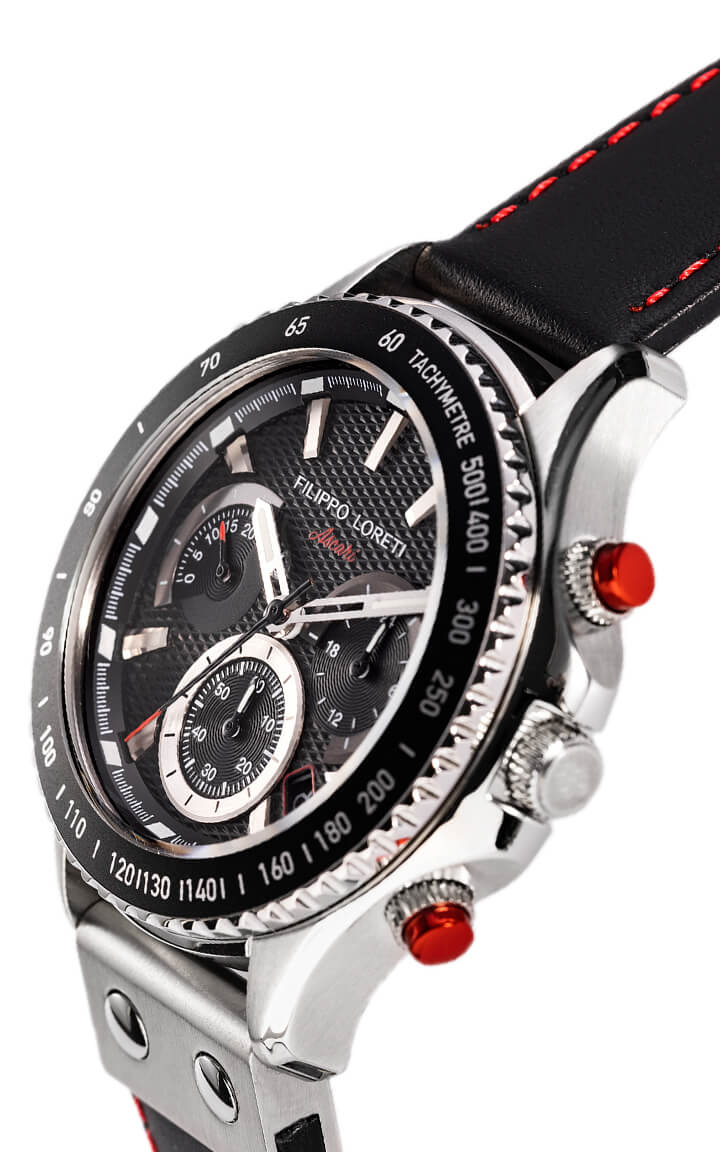 Filippo Loreti Ascari Sport Steel Black Leather - Watches.com - 00998