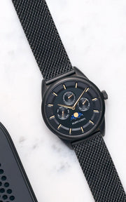 Filippo Loreti Venice Moonphase Black Gold Mesh - Watches.com - 40501