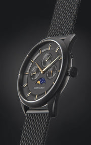 Filippo Loreti Venice Moonphase Black Gold Mesh - Watches.com - 40501