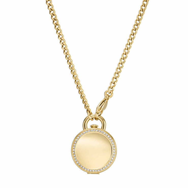 Fossil Jacqueline Gold Crystal Watch Locket Necklace - Watches.com - ES5318