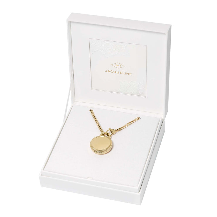 Fossil Jacqueline Gold Watch Locket Necklace - Watches.com - ES5292