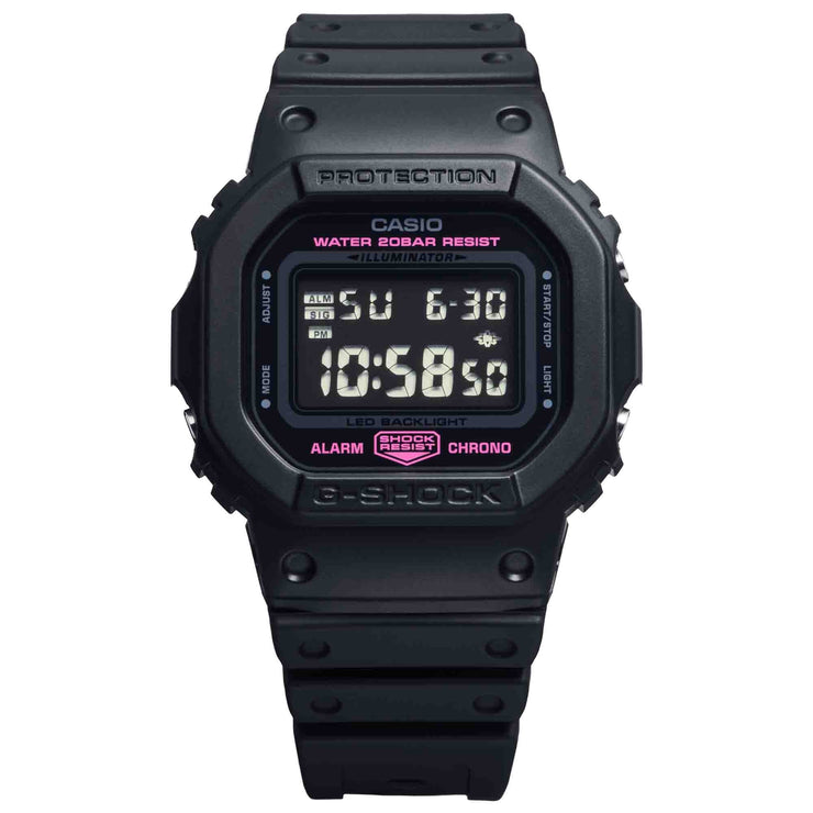 G - Shock DW5600 Digital Black Pink Ribbon - Watches.com - DW5600PK - 1