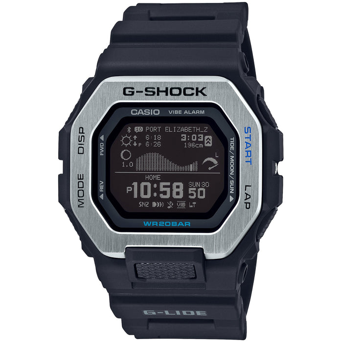 G-Shock G-Lide Tidal Connected GBX100-1 Black Silver angled shot picture