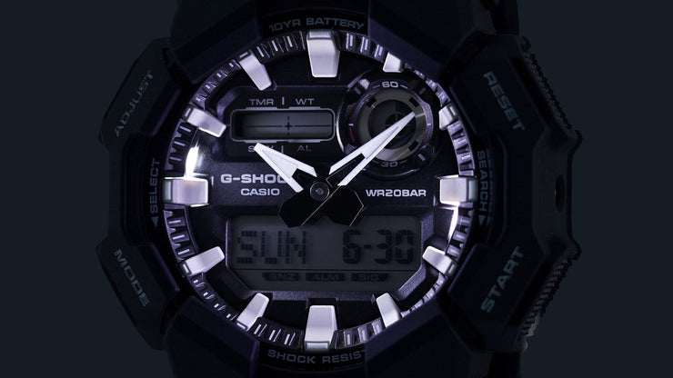 G - Shock GA010 Rugged Ana - Digi 10 Year Battery Black - Watches.com - GA - 010 - 1A