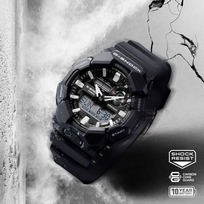 G-Shock GA010 Rugged Ana-Digi 10 Year Battery Black angled shot picture