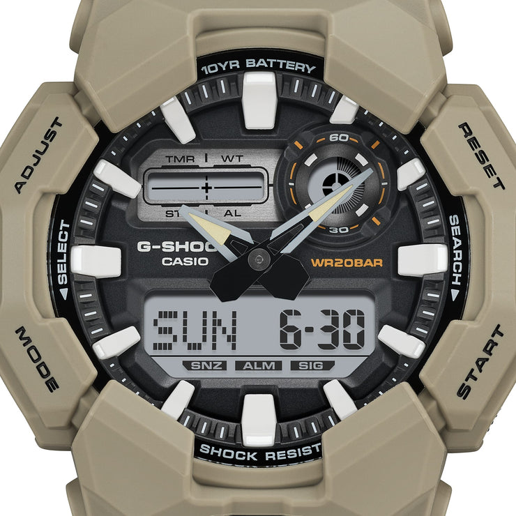 G - Shock GA010 Rugged Ana - Digi 10 Year Battery Tan - Watches.com - GA - 010 - 5A