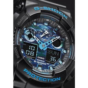 G - Shock GA100CB Ana - Digi Black Blue Camo - Watches.com - GA100CB - 1A