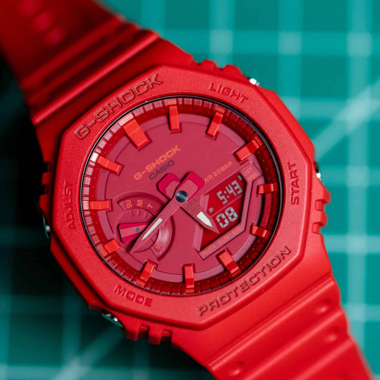 G - Shock GA2100 Carbon Core Guard Ana - Digi Red Out - Watches.com - GA2100 - 4A