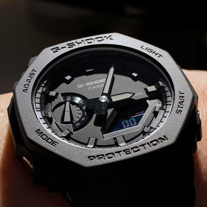 G-Shock GA2100 G-Carbon Ana-Digi Blackout angled shot picture