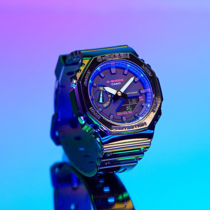 G-Shock GA2100 Gamer's Rainbow Black angled shot picture