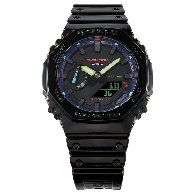 G - Shock GA2100 Gamer's Rainbow Black - Watches.com - GA2100RGB - 1A