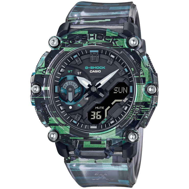 G - Shock GA2200 Ana - Digi Digital Glitch Black Green - Watches.com - GA2200NN - 1A