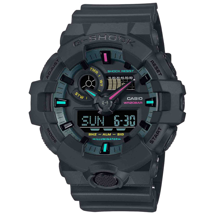 G - Shock GA700 Ana - Digi Flourescent Black - Watches.com - GA700MF - 1A