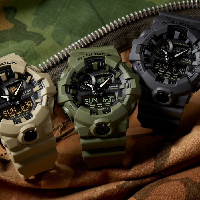 G-Shock GA700 Ana-Digi Green angled shot picture