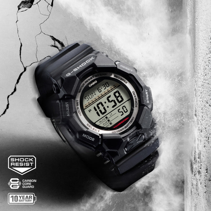 G-Shock GD010 Rugged Digital 10 Year Battery Black angled shot picture