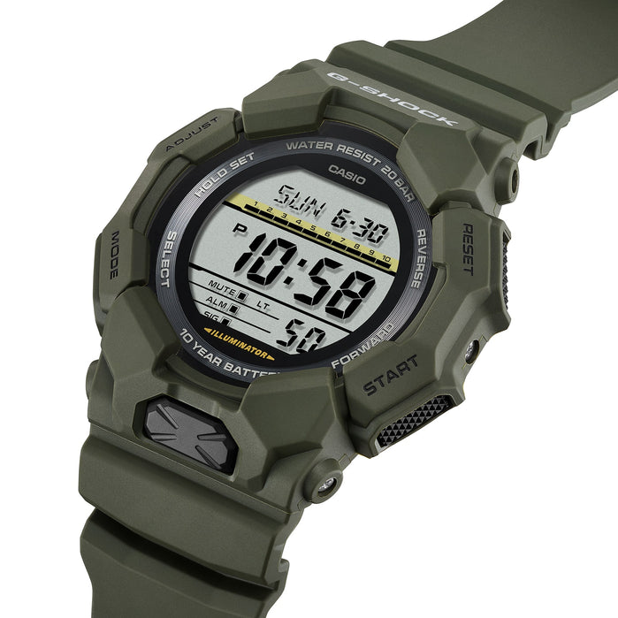 G-Shock GD010 Rugged Digital 10 Year Battery Green angled shot picture