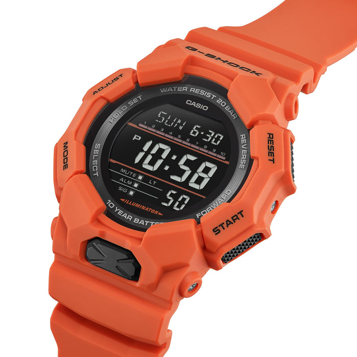 G-Shock GD010 Rugged Digital 10 Year Battery Orange angled shot picture