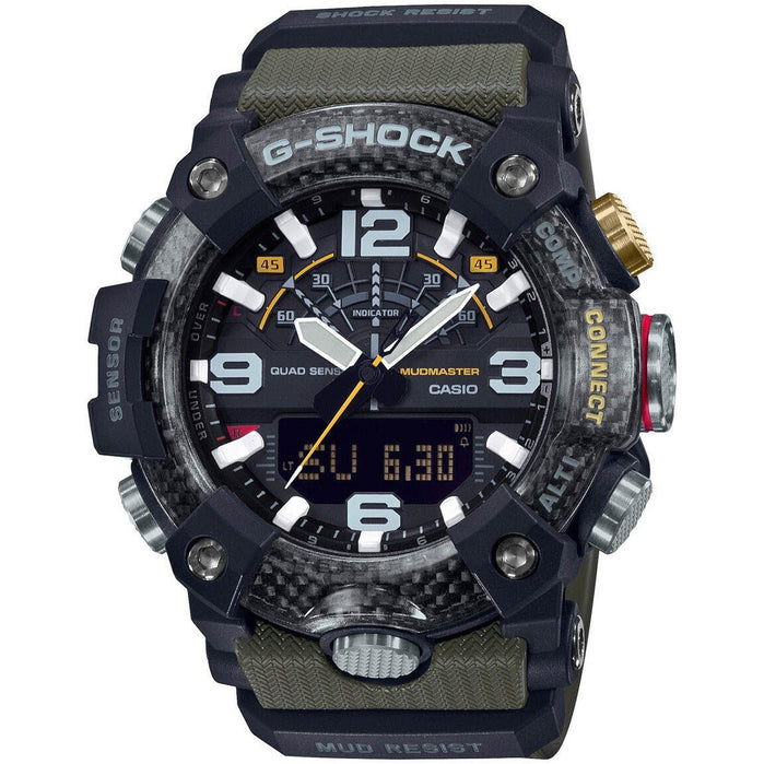 G-Shock GGB100 Mudmaster Connected Ana-Digi Olive Grey angled shot picture