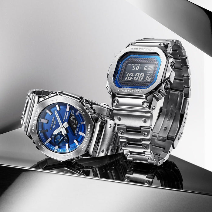 G-Shock GMB2100 Full Metal Ana-Digi Blue SS angled shot picture