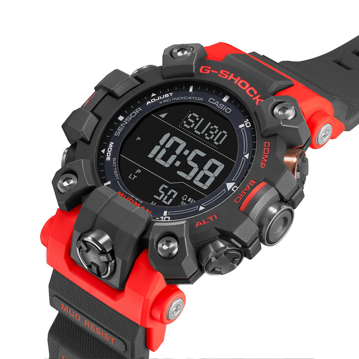 G-Shock GW9500 Mudman Orange Gray angled shot picture