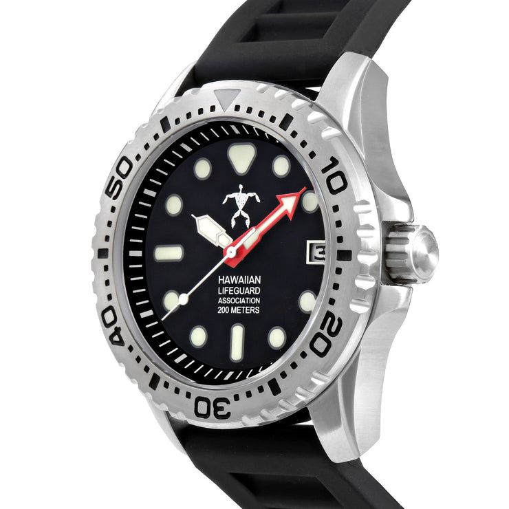 Hawaiian Lifeguard Association Silver Black - Watches.com - HLA5401