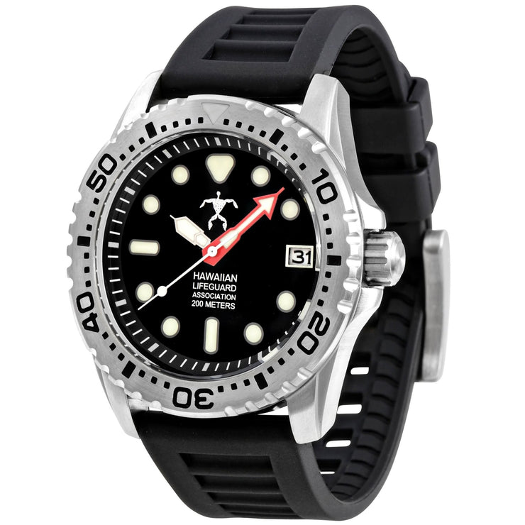 Hawaiian Lifeguard Association Silver Black - Watches.com - HLA5401