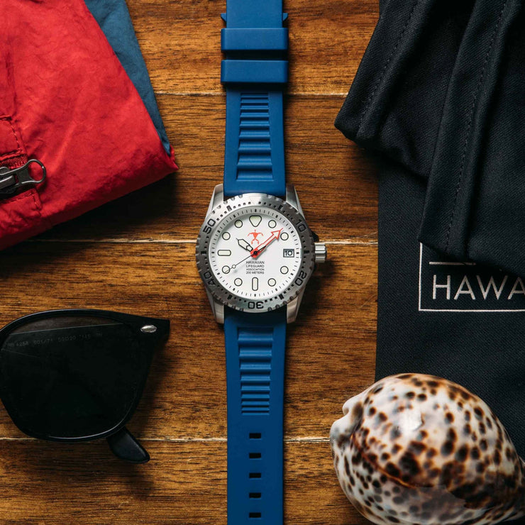 Hawaiian Lifeguard Association Silver White Blue - Watches.com - HLA5420