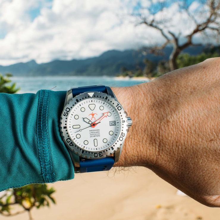 Hawaiian Lifeguard Association Silver White Blue - Watches.com - HLA5420