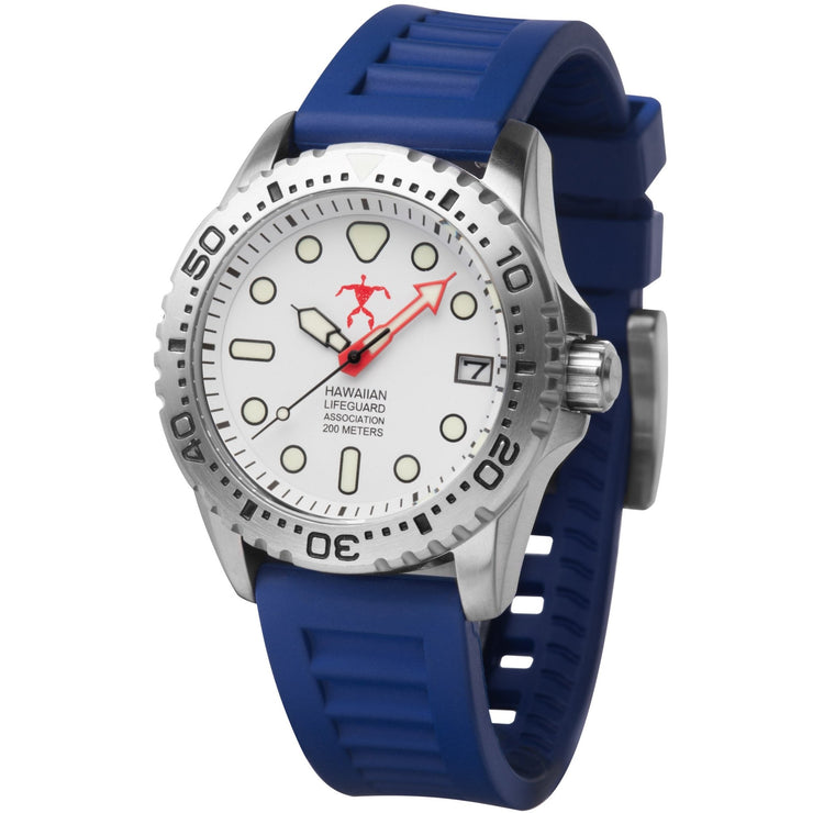 Hawaiian Lifeguard Association Silver White Blue - Watches.com - HLA5420