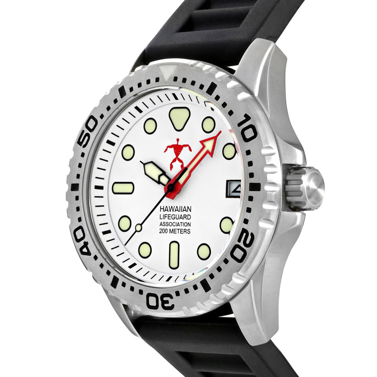 Hawaiian Lifeguard Association White Black Silver - Watches.com - HLA5404